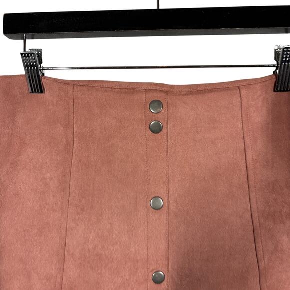 HYFVE Scalloped Edge Mini Skirt Dusty Rose Snap Front Casual - L - Picture 2 of 5